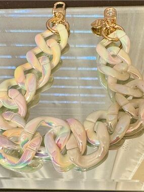 Gold Blush Acrylic Opal Bag Chainwith Gold Hardware
